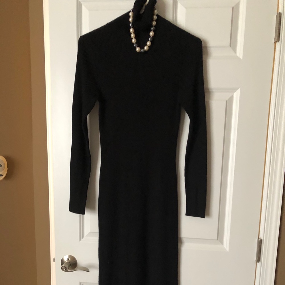 Black Ribbed fitted long dress